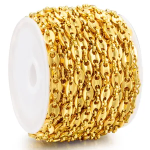 Golden stainless steel coffee bean pig nose DIY chain roll for necklace making