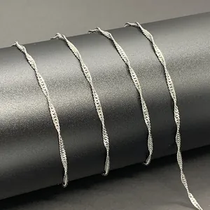 Catena a onde d'acqua in acciaio inossidabile argento per collane fai-da-te e gioielli