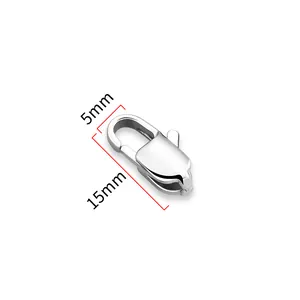 Polished silver stainless steel square lobster clasp 15mm for DIY jewelry making
