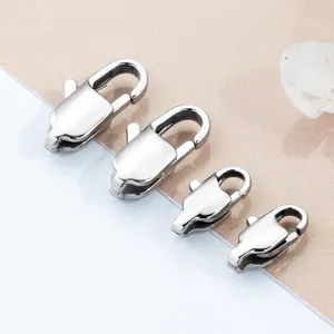 Polished stainless steel square lobster clasps in four sizes for DIY jewelry making