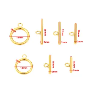 Kit de fermoirs à bascule OT dorés en acier inoxydable pour bijoux de tailles variées