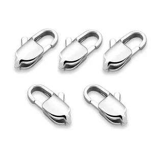 Set of five silver stainless steel lobster clasps for DIY necklace and bracelet jewelry