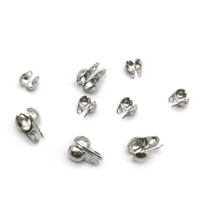Polished stainless steel bead tip covers for DIY jewelry necklace making projects