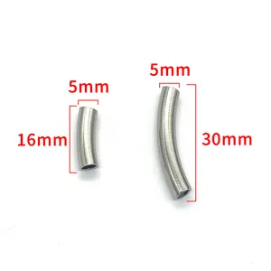 Titanium steel curved tube beads for DIY necklaces with 16mm and 30mm length dimensions