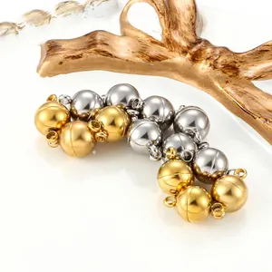 Chiusure magnetiche lucide in acciaio inossidabile oro e argento per collane fai-da-te