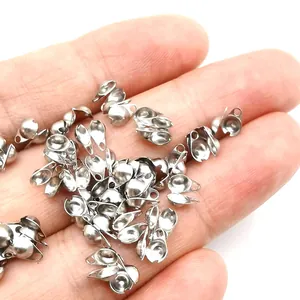 Polished stainless steel bead tips and calotte connectors for DIY jewelry making