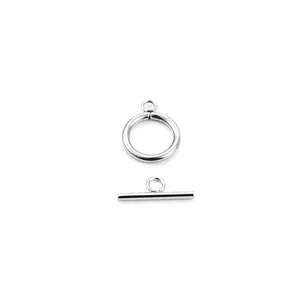 Fermoir à bascule en acier inoxydable poli avec barre en T et anneau pour bijoux DIY