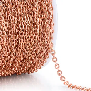Catena a O in acciaio inossidabile oro rosa su rotolo per gioielli fai-da-te lucidi