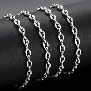 Stainless Steel Coffee Bean Mariner Link Chain Pig Nose Design DIY Necklace Bracelet Making Jewelry Finding Accessory