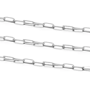 Chaîne trombone en acier inoxydable doré avec maillons texturés pour création de bijoux