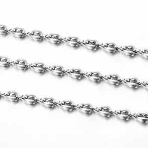 Polished silver stainless steel coffee bean pig nose link chain for DIY jewelry making