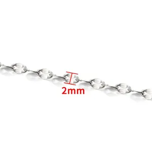 2mm Gliederkette aus silbernem Edelstahl für DIY-Halsketten und Armbandschmuck