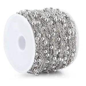 Roll of polished stainless steel ball chain jewelry making accessory for DIY necklaces