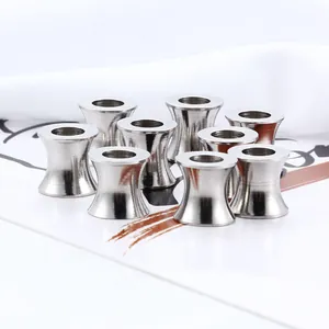Polished stainless steel hourglass spacer beads with center holes for DIY jewelry