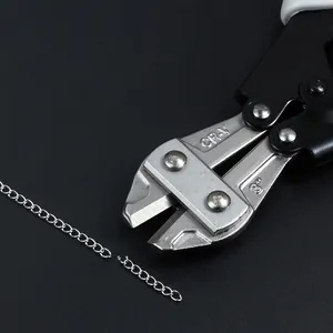 8-inch CR-V stainless steel mini bolt cutter with ergonomic long handle for chain cutting