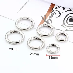 Anelli a molla in metallo argento lucido in misure 18mm, 25mm, 28mm per fai da te