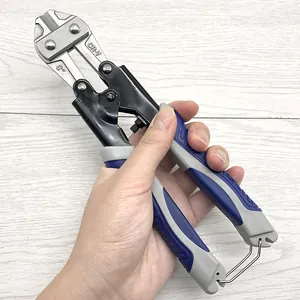 Close-up of 8-inch CR-V steel mini bolt cutter with ergonomic non-slip handles