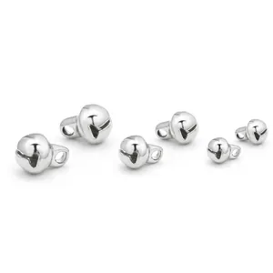 Polished silver stainless steel bell pendants in various sizes with top hanging rings