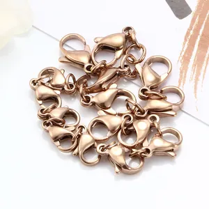 Polished rose gold stainless steel lobster clasps for DIY jewelry necklace making