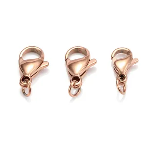 Detailed view of rose gold lobster clasps for DIY jewelry necklaces and bracelets