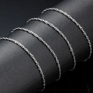 Catena Minimalista in Acciaio Inossidabile a Filo Quadrato Doppia Trama per Creazione Collana Bracciale DIY Gioielli alla Moda