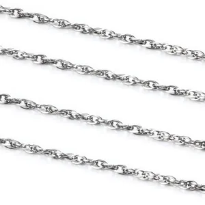 Catena a maglie quadrate in acciaio inossidabile lucido argento per collane e bracciali DIY
