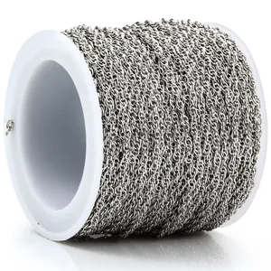 Bobina di catena in acciaio inossidabile argento per creazione di collane e bracciali DIY
