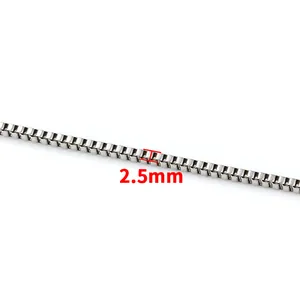 Collana a catena box in acciaio inossidabile da 2,5mm con finitura argento