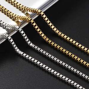 Collana a Catena Box in Acciaio Inossidabile da 2.5mm Uomo Donna Placcata Oro Argento Accessorio per Gioielli Moda Minimalista