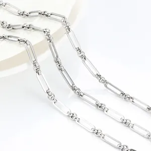 Polished stainless steel 3:1 paperclip link chain necklace for DIY jewelry making
