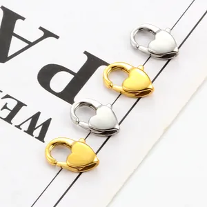 Chiusure a moschettone a forma di cuore in oro e argento per gioielli fai-da-te