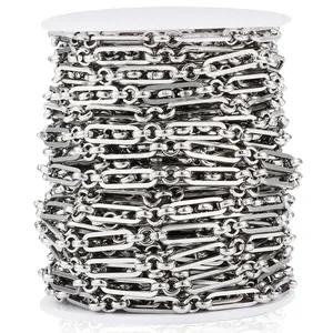 Polished stainless steel 3:1 long link DIY chain roll for necklaces and bracelets