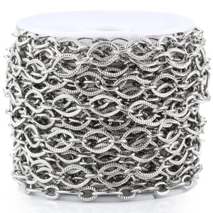 Catena Quadrata in Acciaio Inossidabile con Intaglio per Creazione di Collane e Bracciali Fai da Te Componenti Metallici per Gioielli