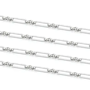 Polished stainless steel 3:1 long link chain necklace accessory for DIY fashion jewelry