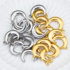 Polished Stainless Steel Crescent Moon Pendant For DIY Jewelry Making Celestial Charm For Necklace Bracelet Accessories