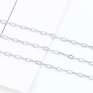 Chaîne à maillons ovales en acier inoxydable argenté pour colliers et bracelets DIY