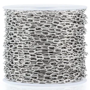 Rouleau de chaîne à maillons ovales en acier inoxydable pour création de bijoux DIY