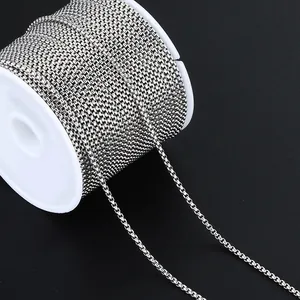 1.5mm stainless steel box chain roll for DIY jewelry necklace and bracelet making