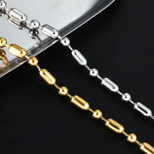 Stainless Steel Round Oval Bead Chain For DIY Necklace Bracelet Making Gold Silver Plated Jewelry Finding Chain Accessory