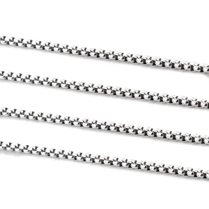 Polished silver stainless steel 1.5mm box chain links for DIY necklace jewelry making