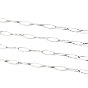 Cadena de eslabones ovalados de acero inoxidable plateado para hacer joyas y collares DIY