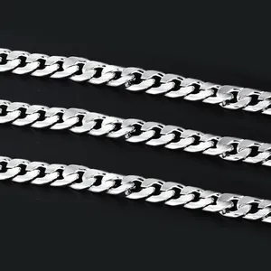 Chaîne à maillons cubains classique en acier inoxydable argenté 10mm poli