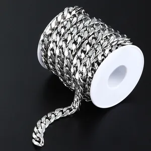 Acier Inoxydable 10mm Maille Gourmette NK Chaîne Fournitures de Bijouterie DIY Pour Colliers Bracelets Accessoires en Métal Brillant