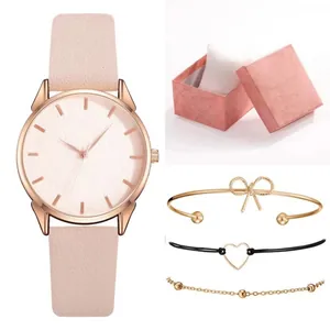 Set regalo orologio da donna al quarzo con quadrante floreale, bracciali e scatola