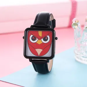 Mode Schattige Cartoon Wijzerplaat Vierkant Quartz Horloge Casual Dames Kunstleer Band Analoog Polshorloge Voor Tieners Kinderen Sieraden Cadeau