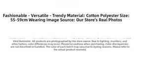 Detailed chart showing cotton-polyester material and 55-59cm size for the camouflage cap