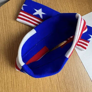 Elastisches Strick-Stirnband Sport mit roten weißen blauen Sternen und Streifen