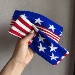 Elastisches Sport-Stirnband aus Strick mit US-Flaggen-Streifen und Sterndesign