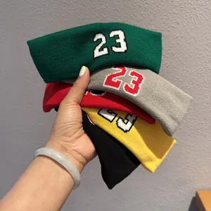 Knitted Sports Headband Number 23 Embroidery Sweatband Basketball Running Yoga Gym Sweat Absorbent Hair Band Men Women