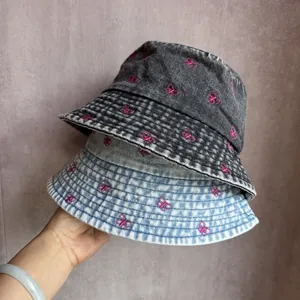 Chapeaux bob en denim pour femmes avec broderie papillon et protection solaire japonaise